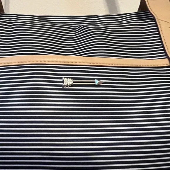 STELLA & DOT "How Does She Do It" Purse/ Tote Blue & White Stripe Adjustable - Picture 6 of 13